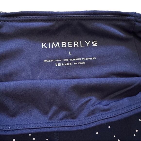 Kimberly Ombre Space Metallic High Rise Navy & Silver Polka Dot Leggings Large - Picture 4 of 8